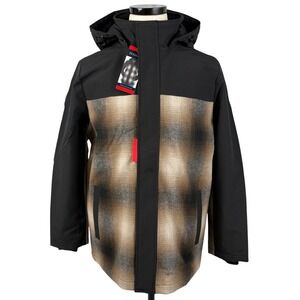 Pendleton Hooded Wool Blend Jacket Mens Large Brown Plaid Removeable Hood NEW